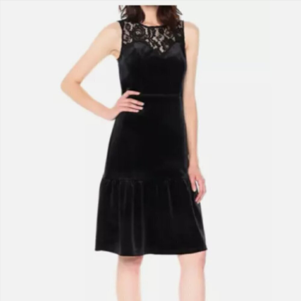 $169 Nanette Lepore Women's Moody Romance Velvet & Lace Dress NWT Size 8-10